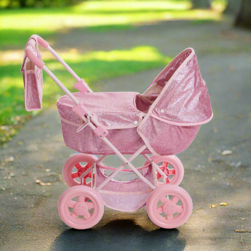 Olivia's Little World Glitter Baby Doll Bassinet Pram With Cover | Wayfair