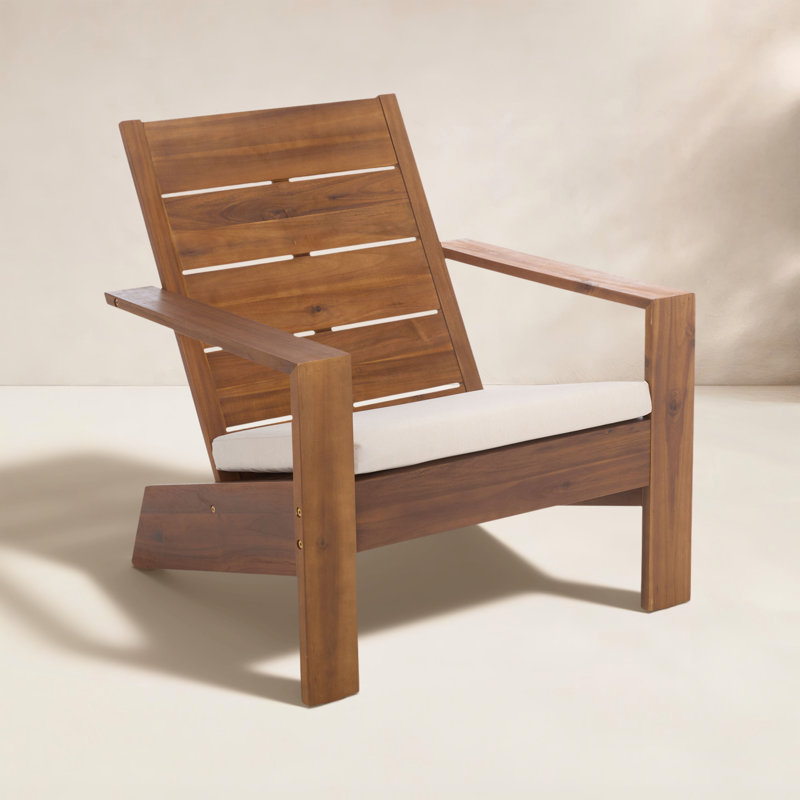 Nalia Acacia Adirondack Chair, Teak Brown / Cream