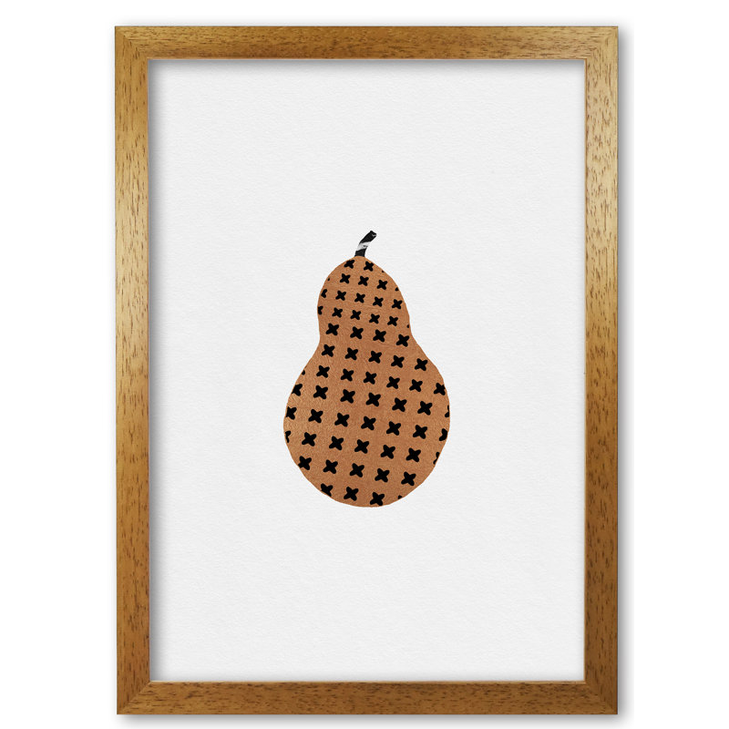 Pear Fruit Illustration - Print, 42 cm H x 30 cm W x 5 cm D, Honey Oak Frame