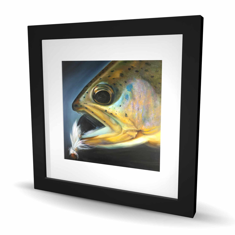 Golden Trout with Fly Fishing Flie - Rustic Framed Print