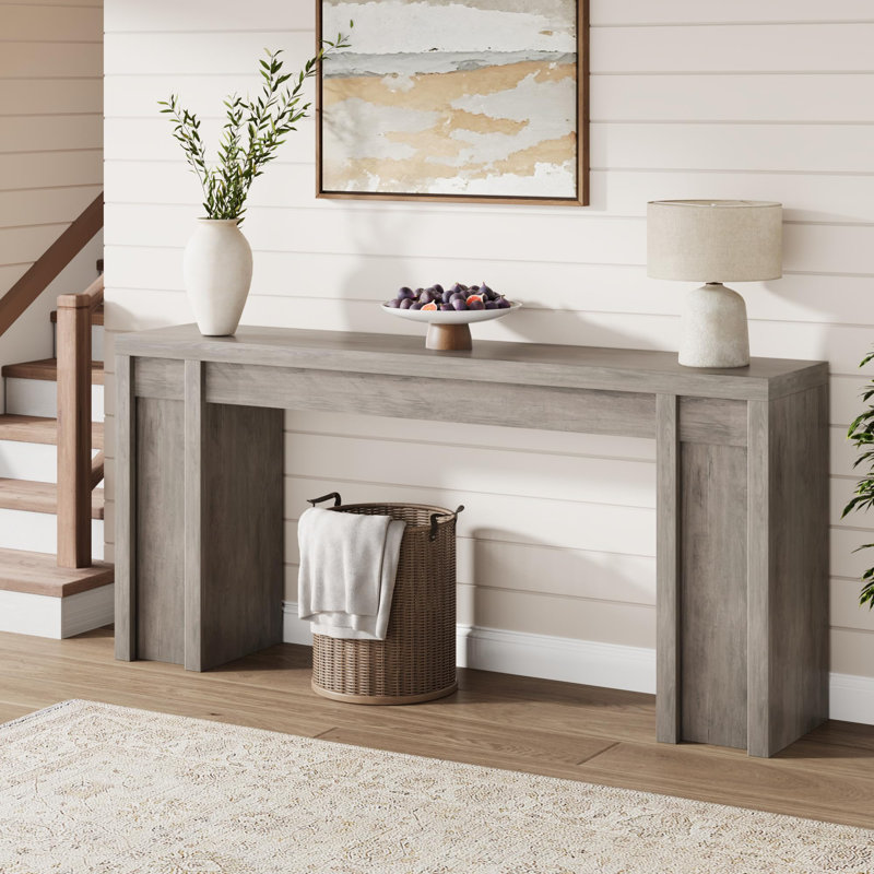 70.8" Console Table, Modern Entryway Console Table, Long Sofa Table Hall Table Behind Couch, Thick Wood Design, Gray