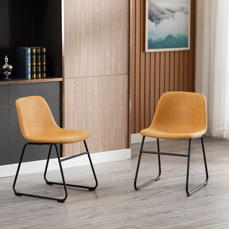 Davey Faux Leather Upholstered Side Chair, Tan