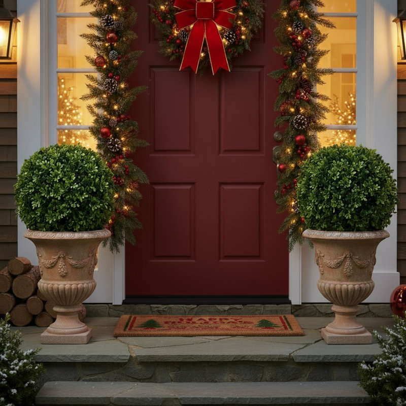 Artificial Boxwood Topiary, 18" H × 18" W × 18" D