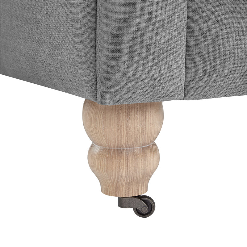 Fauteuil club Chesterfield en lin Elegance pour chambre Elina, Lin gris clair