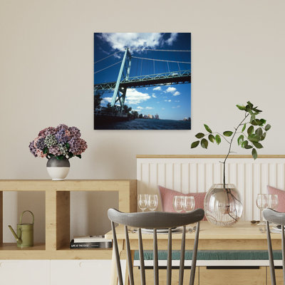 Bridge Across A River Ambassador Bridge Detroit River Detroit Wayne County Michigan USA by Mark Segal - Wrapped Canvas Print