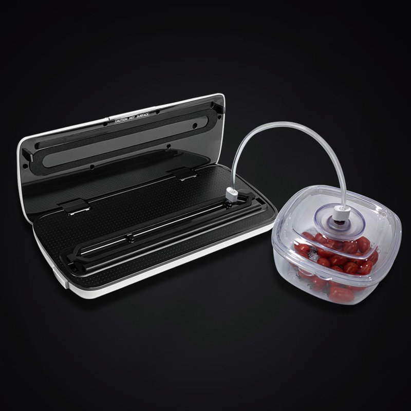 Black Automatic Food Vacuum Sealer with Reusable Bags
