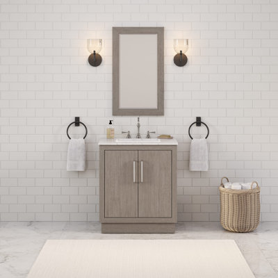 Meuble-lavabo de comptoir en marbre blanc Carrara de 30 po Georgetta avec robinet Georgetta