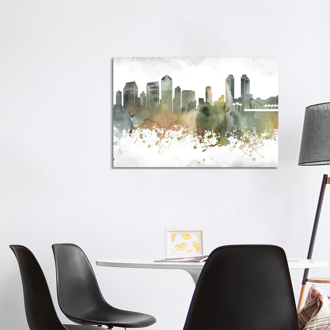 San Diego Skyline by WallDecorAddict - Wrapped Canvas Print