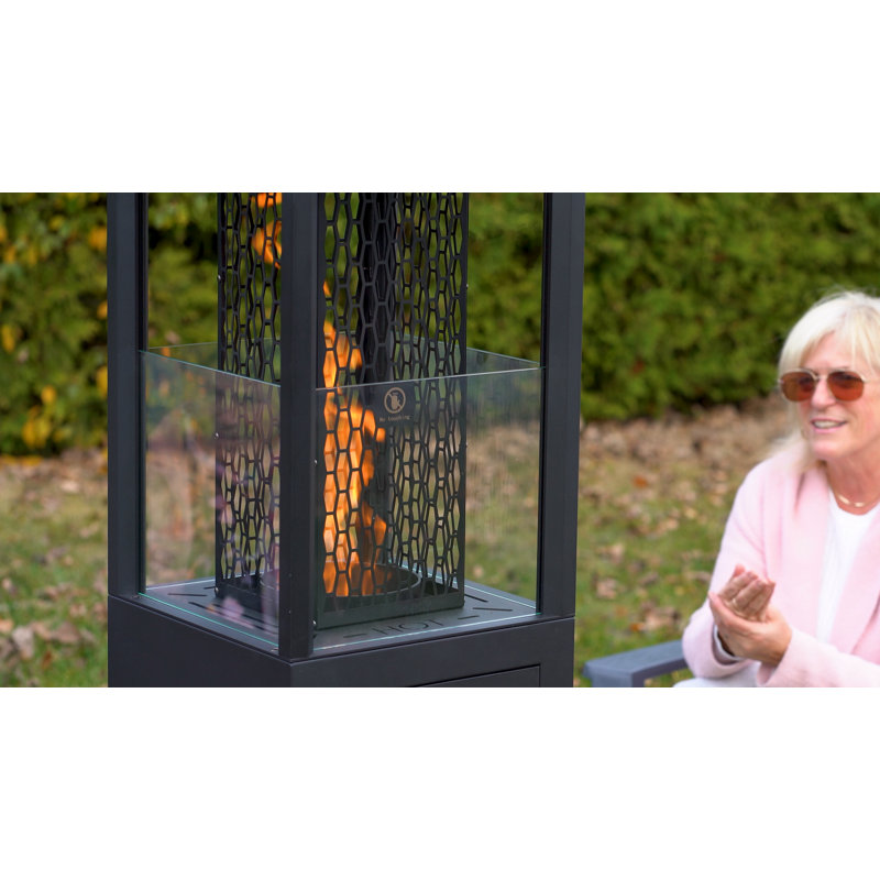 Chauffe-terrasse autoportant à granules de bois