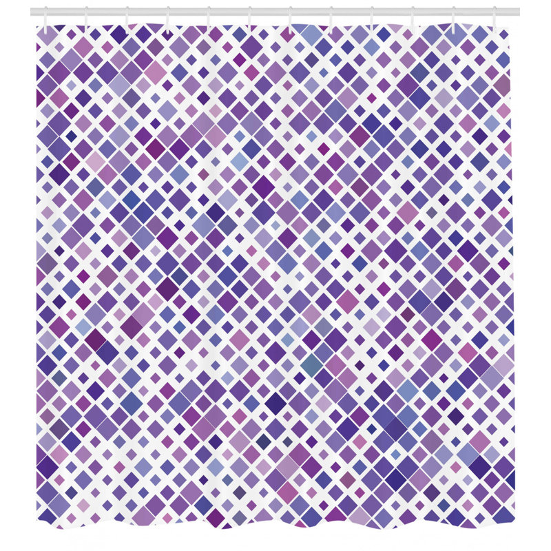  Rideau de douche mauve rétro Artsy + crochets, H 69 po x l 84 po, Violet