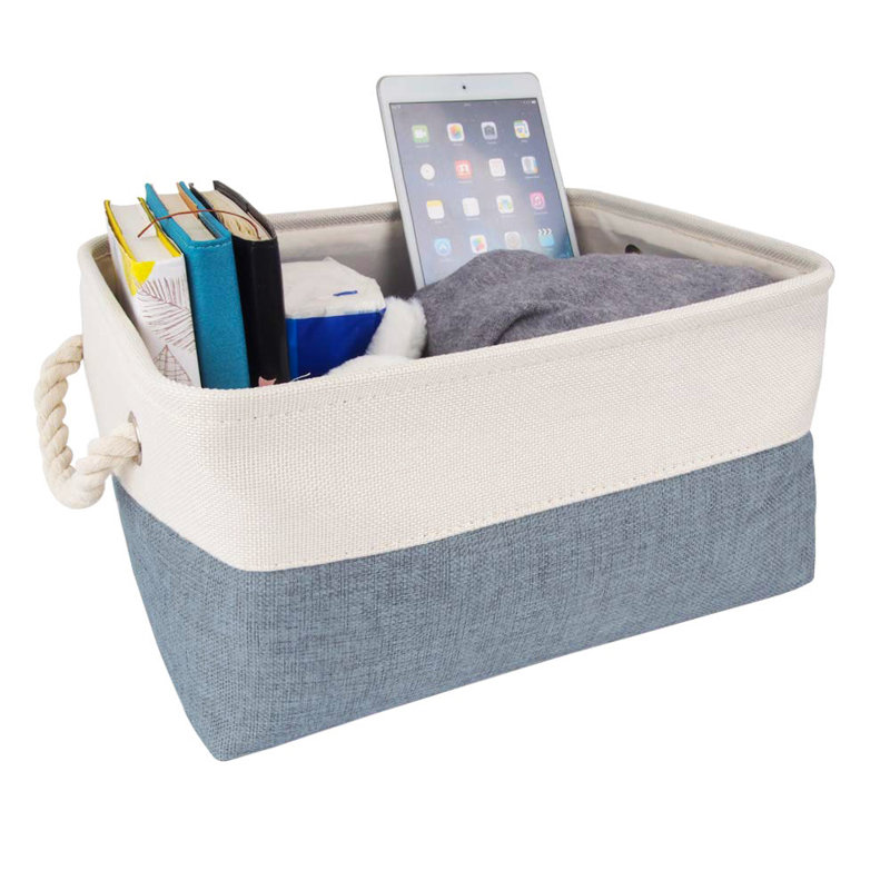 Naomi Decorative Basket, 18 cm H x 36 cm W x 26 cm D, Cold Grey/White