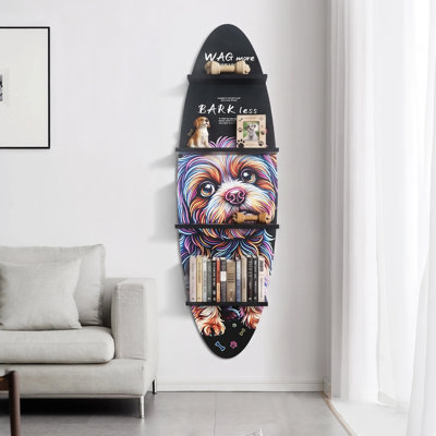Étagère murale de surf de 52 pouces de haut avec surface imprimée