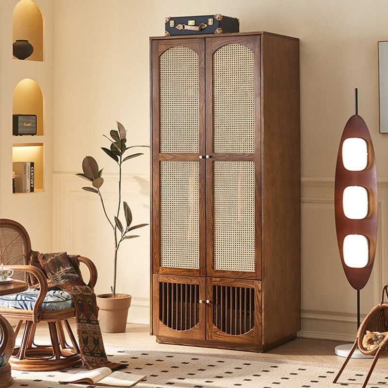 Armoire-penderie en rotin à grande capacité, H 78,74 po x l 32,09 po x P 23,82 po