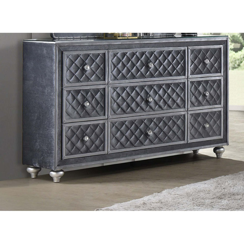 Commode 1 tiroir 9 pièces avec plateau en verre trempé 1pc