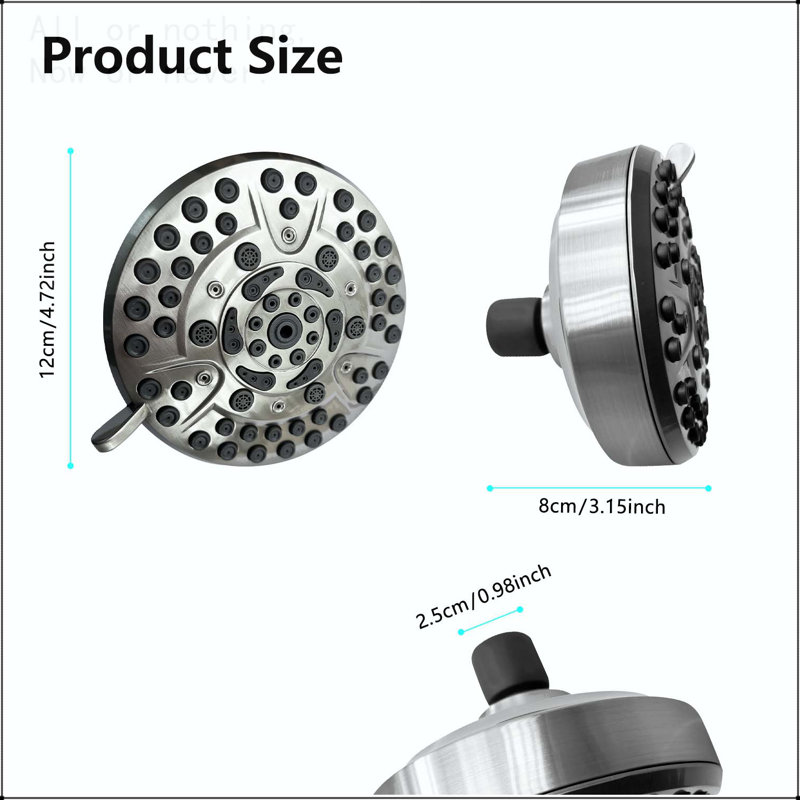 Pomme de douche à haute pression avec 10 modes de jet, pomme de douche à pluie fixe de 4,7 pouces avec rotule pivotante réglable, accessoires de salle de bain