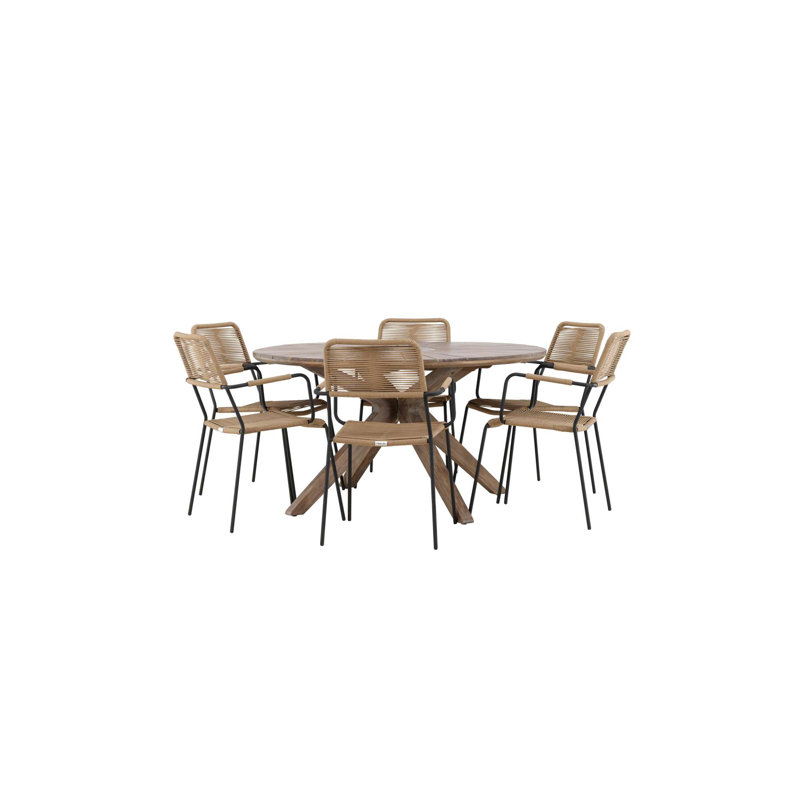 Claudius 6 - Person Patio Dining Set with Round Table, Brown