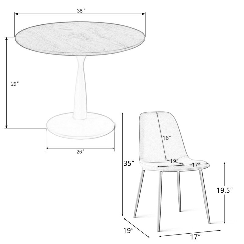 Folmar 4-Person Dining Set with Round Table, Yellow