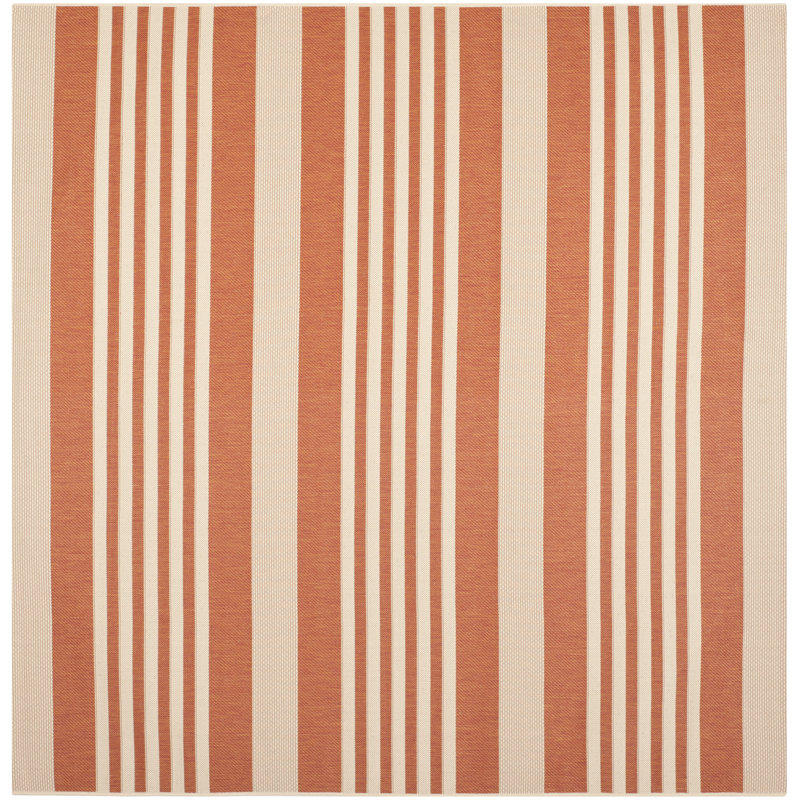 Tapis intérieur / extérieur rayé terre cuite / beige Arneshia, Carré 7 pi 1 po