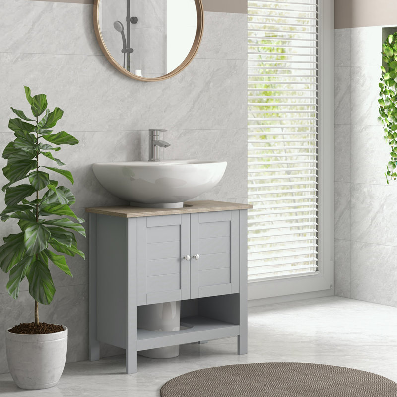 Bathroom Vanity with Adjustable Shelf and Open Bottom Shelf
