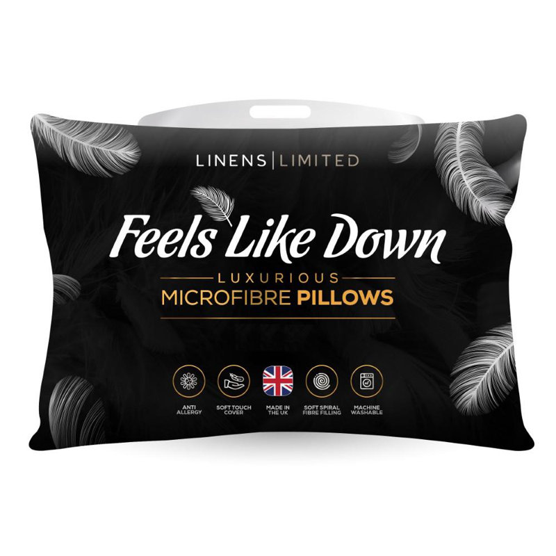 Linens Limited Soft Pillow, Hotel Quality, Luxurious Bounce Back Pillows, Feels Like Down, Firm and Orthopedic Support, Non-Allergenic Microfibre, Machine Washable