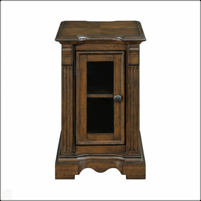 Table de chevet Classic Classic à finition brune avec ports de charge intégrés et tablette réglable, meubles de salon en bois durable