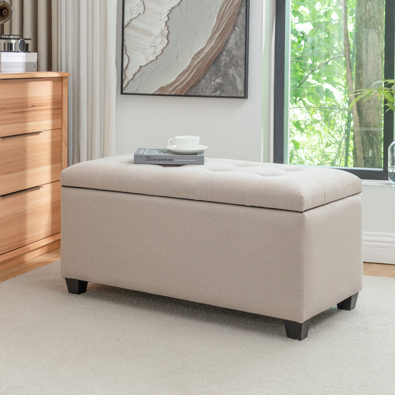 Banc de rangement en tissu Teodula, Beige