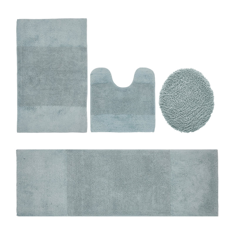 Ensemble de tapis pour salle de bain 100% coton 2155 GSM de qualité supérieure Granada, certifié OEKO-TEX®, envers en latex antidérapant, touffeté moelleux, super absorbant et lavable à la machine pour salle de bain, douche, baignoire et meuble-lavabo, bleu