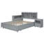 Lit plateforme en bois avec table de chevet multifonctionnelle et 2 tiroirs-288221356