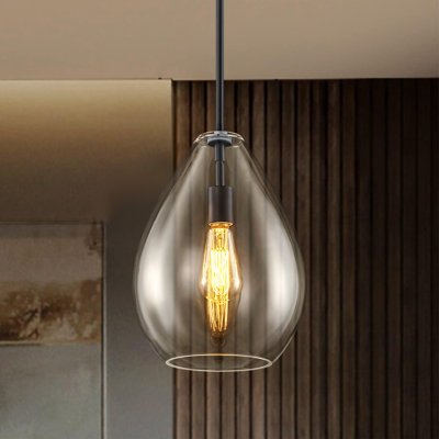 Glowlite 1-Light Single Clear Glass Teardrop Pendant
