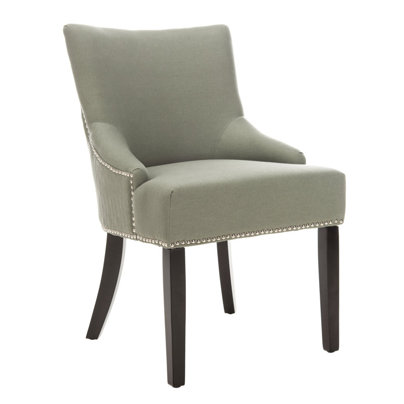 Bronte-May Tufted Upholstered Side Chair, Sea Mist, Espresso