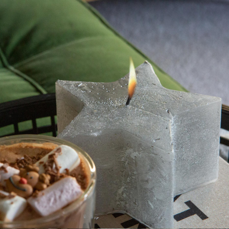 Nicola Spring - Metallic Star Candles - 75 Hours, Silver, 3