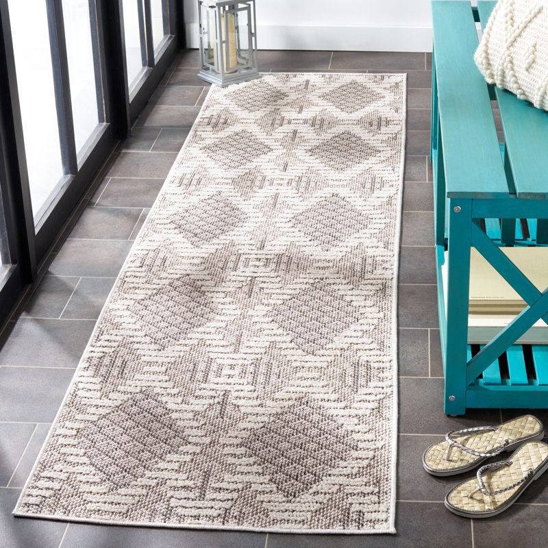 Tapis gris / ivoire Global 420, Tapis de couloir 2 pi 2 po x 8 pi