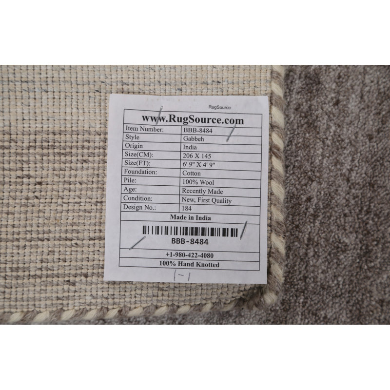 Tapis oriental à carreaux Gabbeh noué à la main 5 x 7
