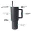 Grande tasse isotherme 40 oz avec poignée et couvercle en paille-107144223