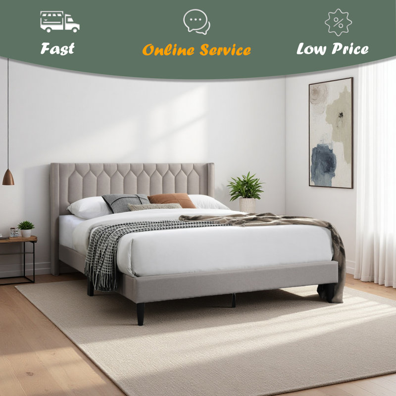 Tête de lit moderne en tissu de lit double pleine grandeur moderne