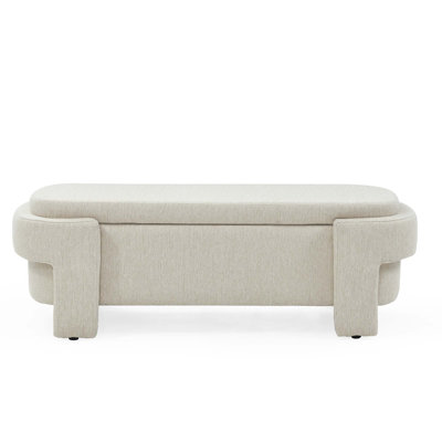 Linen Fabric Upholstered Bench With Large Storage, Perfect For Living Room, Entryway, And Bedroom, Comfort And Style Combined
