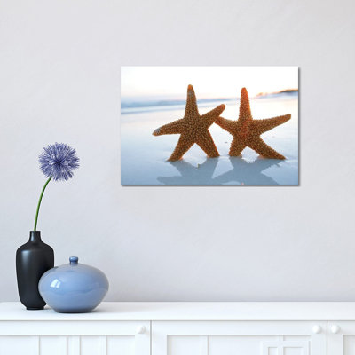 Sea Star Starfish Silhouette on Sunrise Beach, Shallow Dof 1 Piece Wrapped Canvas Wall Art