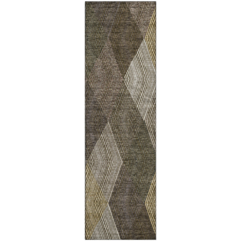 Premium Machine Washable Prisco Brown Rug, Runner 2'3" x 7'6"