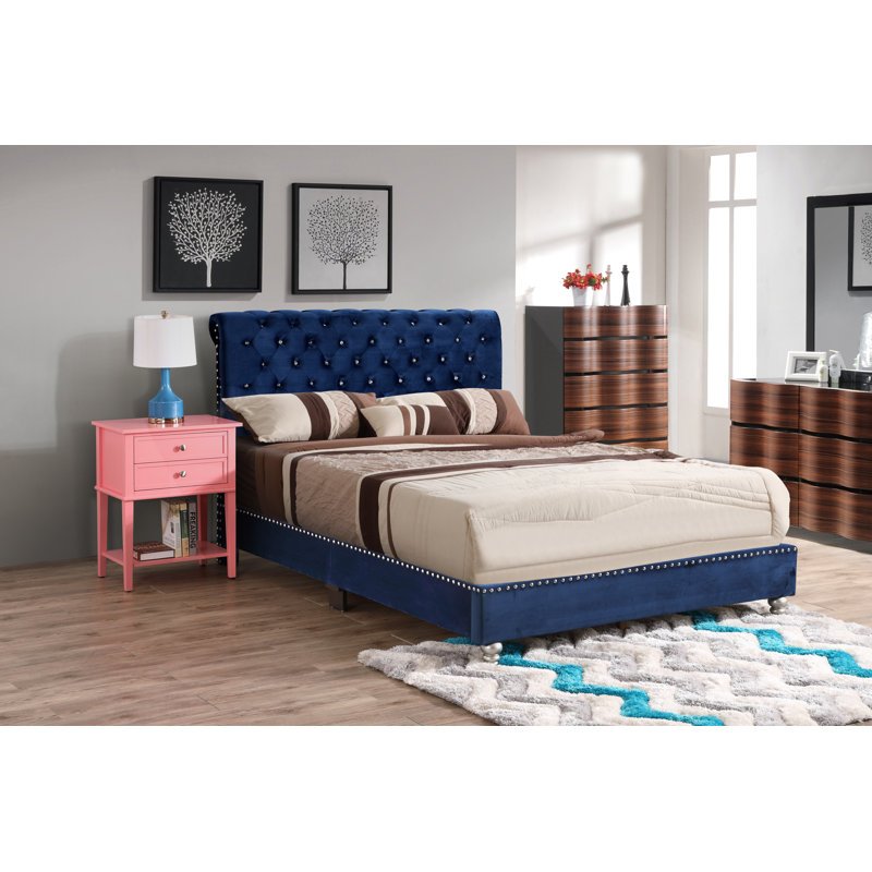 Kailyn Upholstered Sleigh Bed, Full, Cobalt Blue