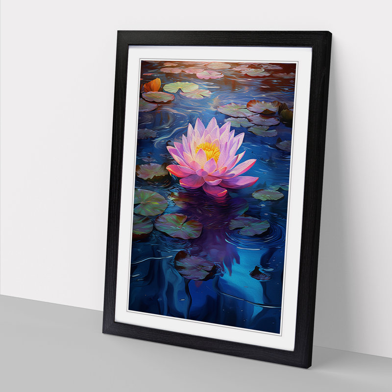 Water Lily Digital Art - Framed Print, 64cm H x 46cm W, Black Framed