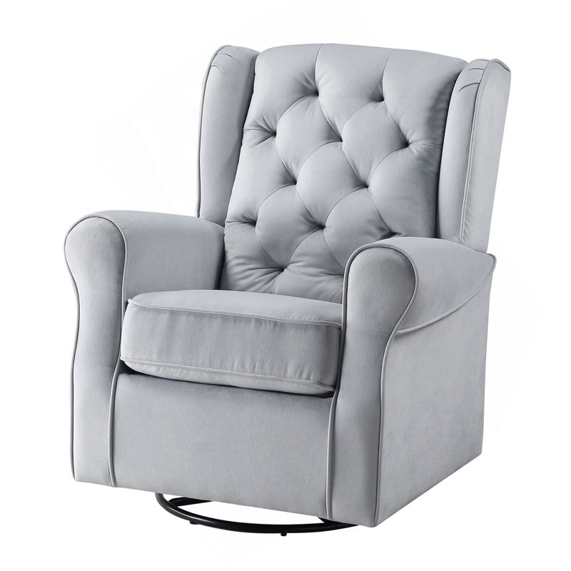 Chaise pivotante grise avec fauteuil oscillant