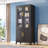 Metal Vertical Home Office Filing Cabinet with Glass Doors and 3 Adjustable Shelves-1859647257