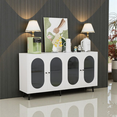 Armoire de rangement 60 po avec 4 grands compartiments en acrylique blanc 60 po - Buffet et vestibule