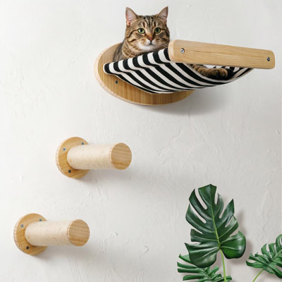 Hamac pour chat avec 2 poteaux à griffer sur le mur