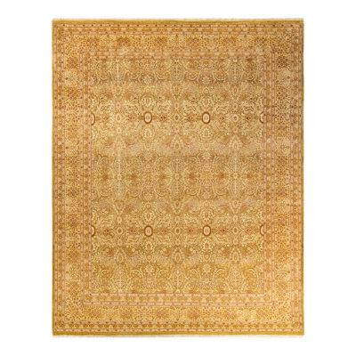 Tapis unique noué à la main Keenan - lime, 8 pi 3 po x 10 pi 7 po
