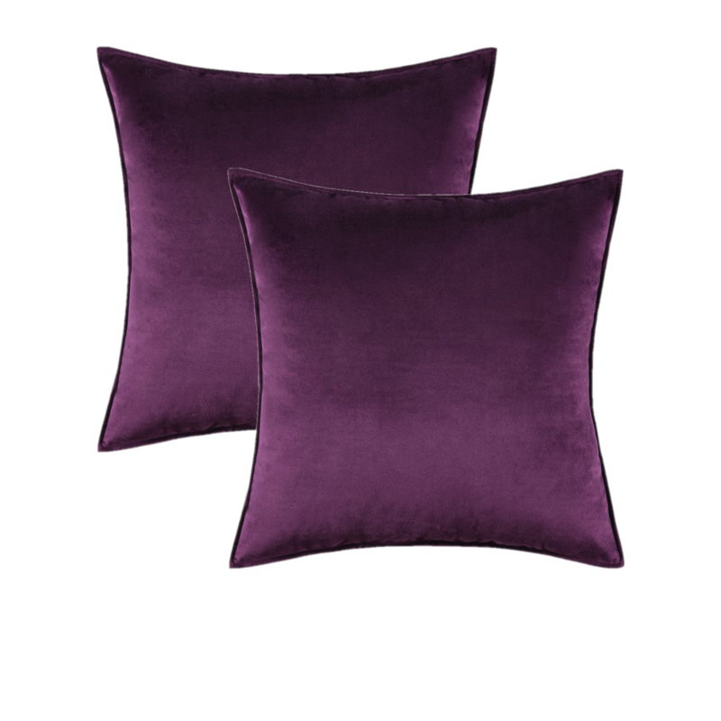  Housse de coussin carré en velours, Mauve, H 22 po x l 22 po, Housse de coussin seulement - sans coussin
