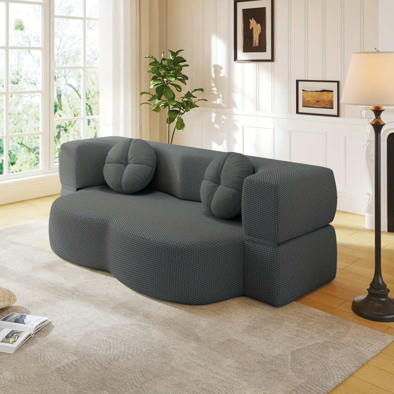 2-Seater Foldable Compressed Sofa Bed Gray