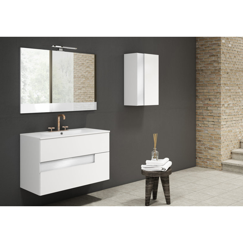 Malika 28" Wall-Mounted Single Bathroom Vanity Set, White