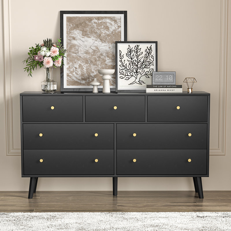Commode 7 tiroirs Burt, Noir
