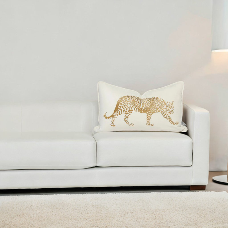 Coussin léopard noir et blanc Leopard, Blanc